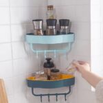 Bathroom Corner Shelf With Hanging Rod